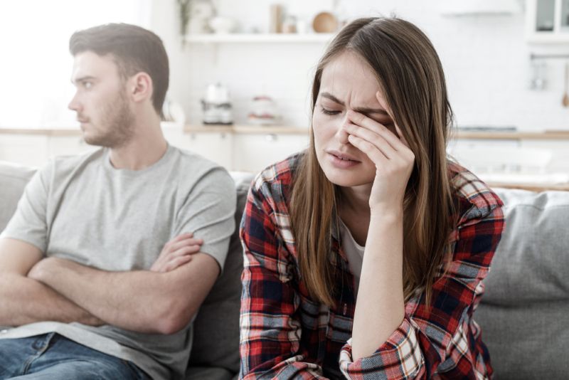 frustrated couple upset with each other